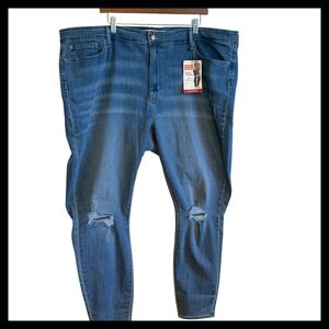 NWT Signature by Levi Strauss High Rise Skinny Jeans Distressed Blue Women's 26L